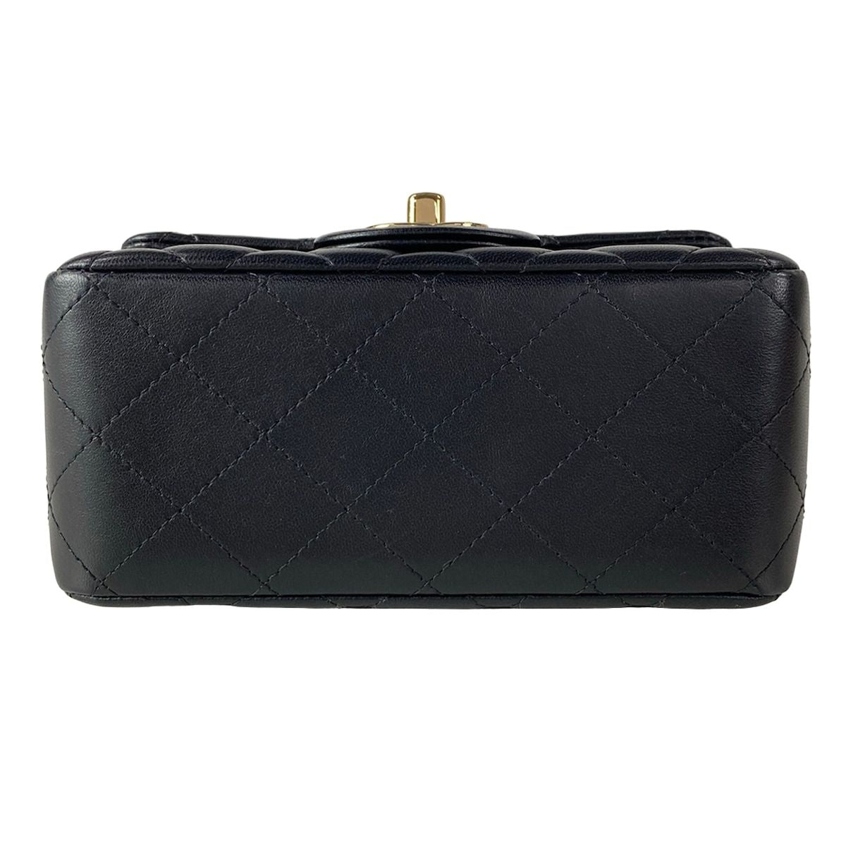 Chanel Shoulder Bag Mini Quilted Black Chain Gold Lambskin — view 5