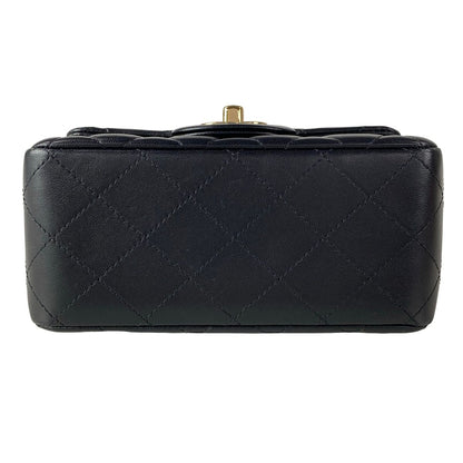 Chanel Shoulder Bag Mini Quilted Black Chain Gold Lambskin — view 5