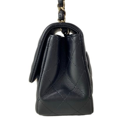 Chanel Shoulder Bag Mini Quilted Black Chain Gold Lambskin — view 4