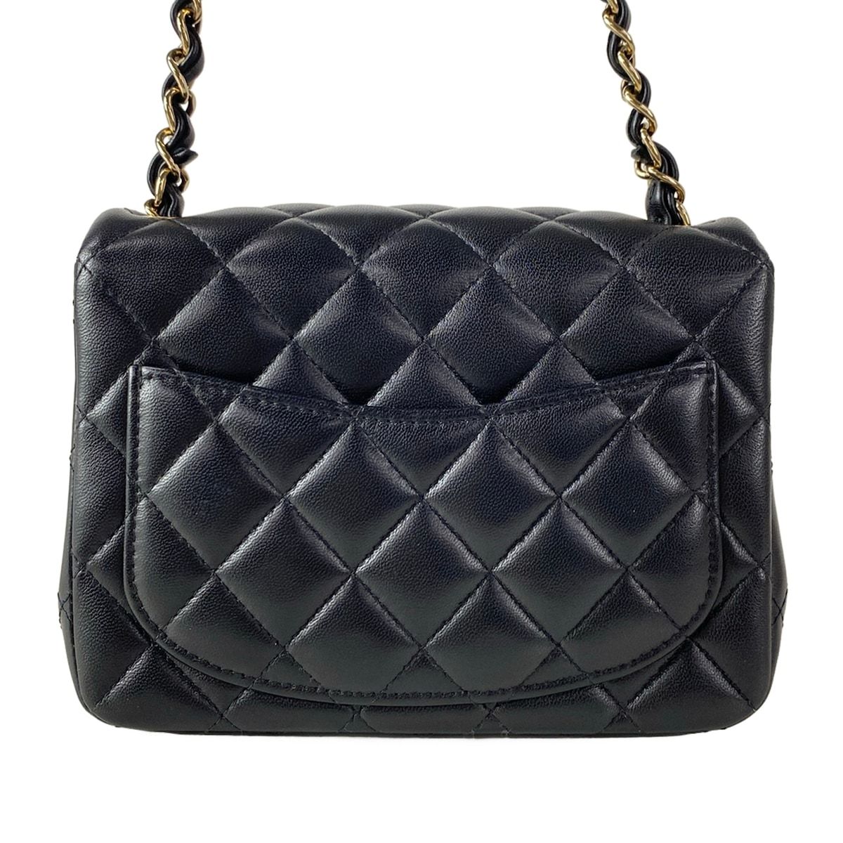 Chanel Shoulder Bag Mini Quilted Black Chain Gold Lambskin — view 3