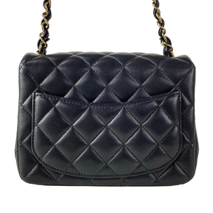 Chanel Shoulder Bag Mini Quilted Black Chain Gold Lambskin — view 3