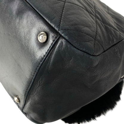 Chanel Shoulder Bag Quilted Black Silver Chain Lambskin — view 8