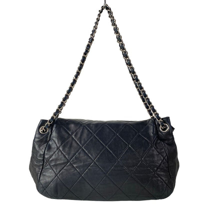 Chanel Shoulder Bag Quilted Black Silver Chain Lambskin — view 3