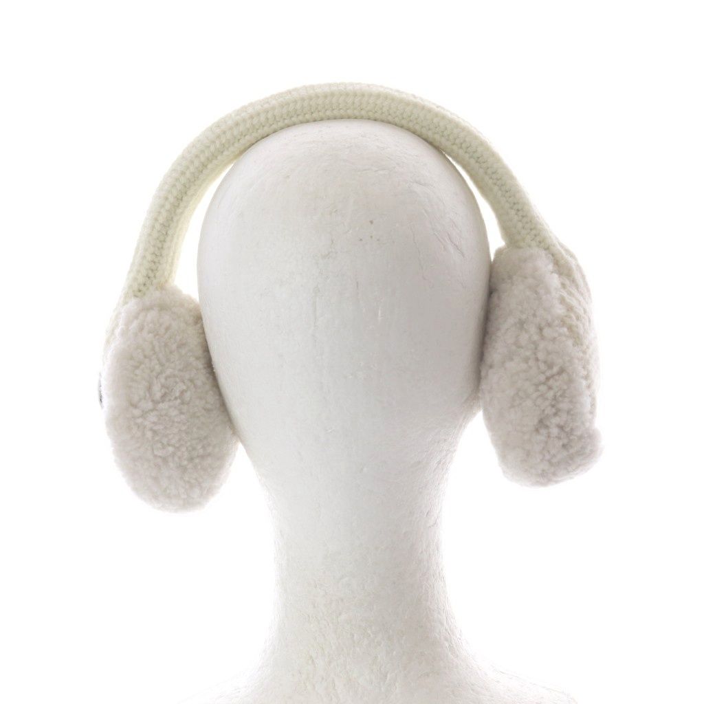Miu Miu Fleece Ear Muffs Off White Logo Earmuff — view 5