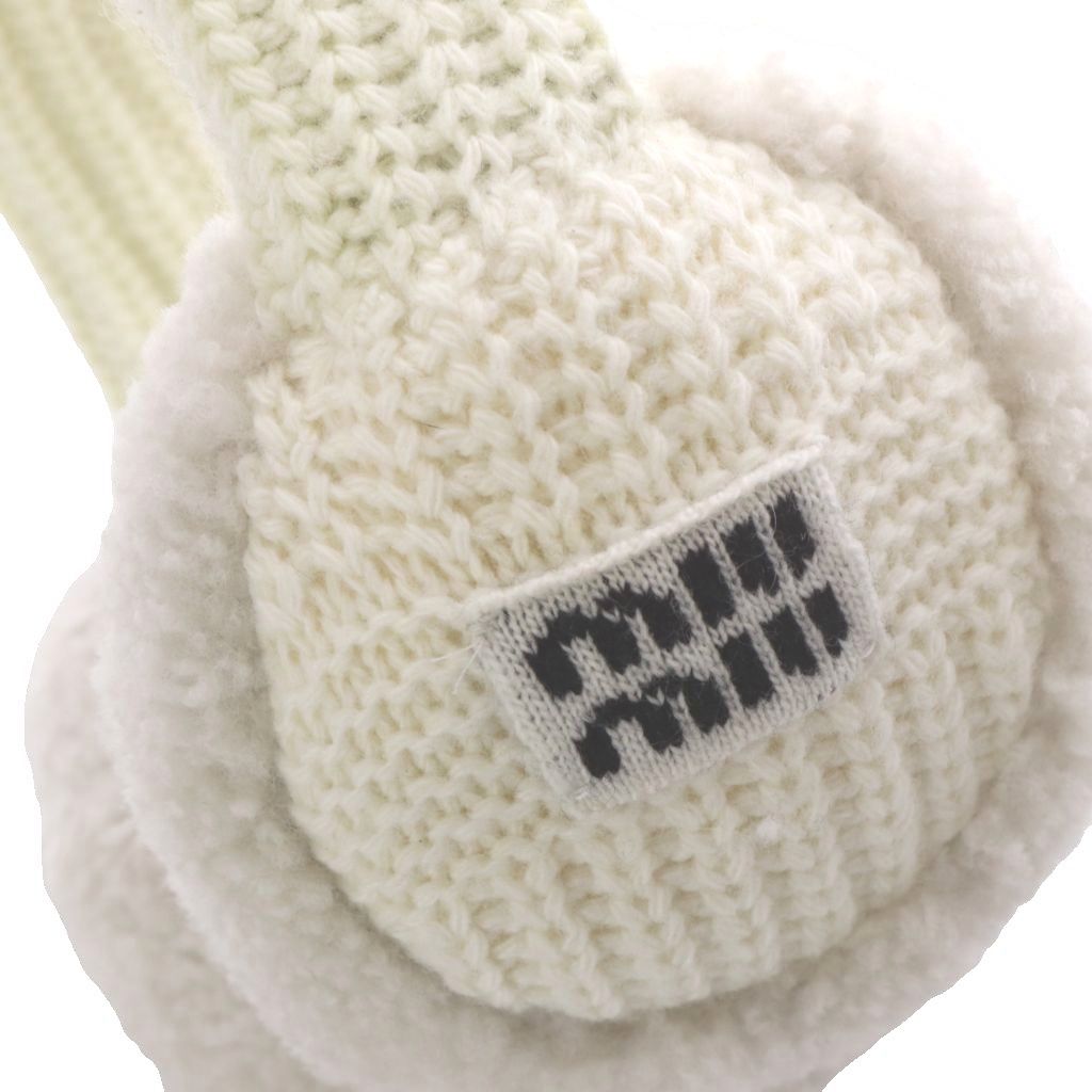 Miu Miu Fleece Ear Muffs Off White Logo Earmuff — view 8