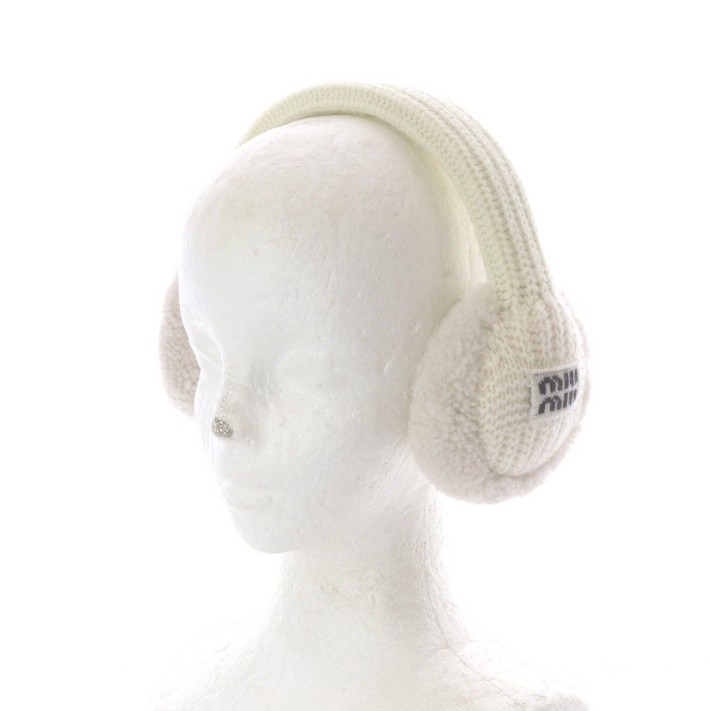 Miu Miu Fleece Ear Muffs Off White Logo Earmuff