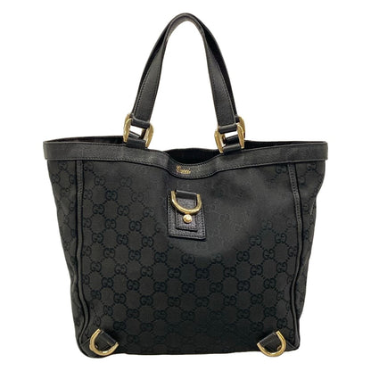 Gucci Tote Abbey GG Pattern Black Leather
