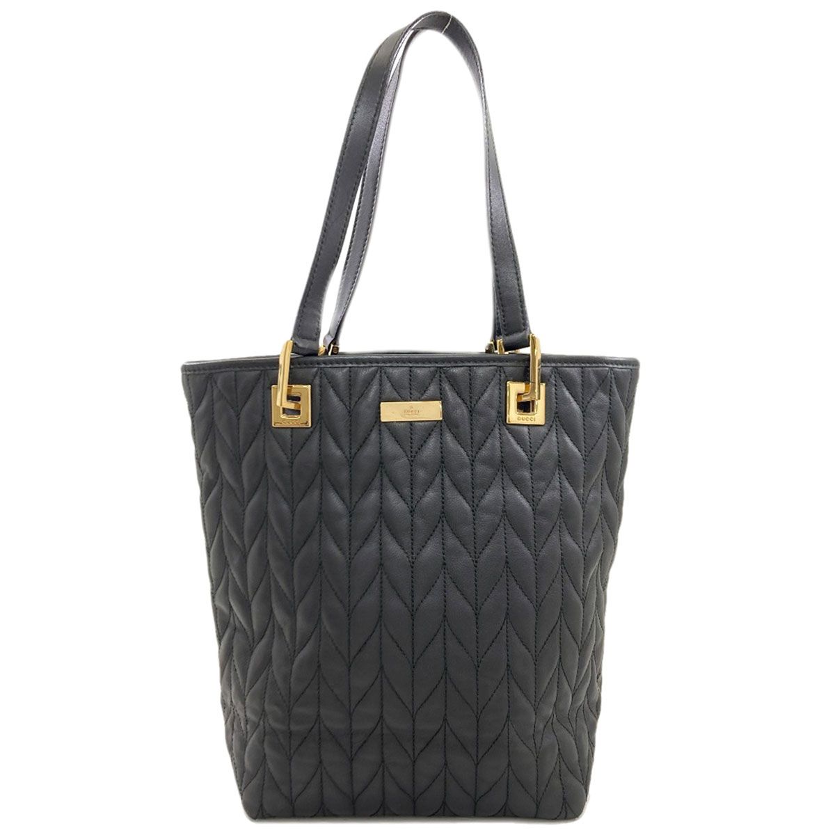 Gucci 002 Quilted Herringbone Handbag Leather