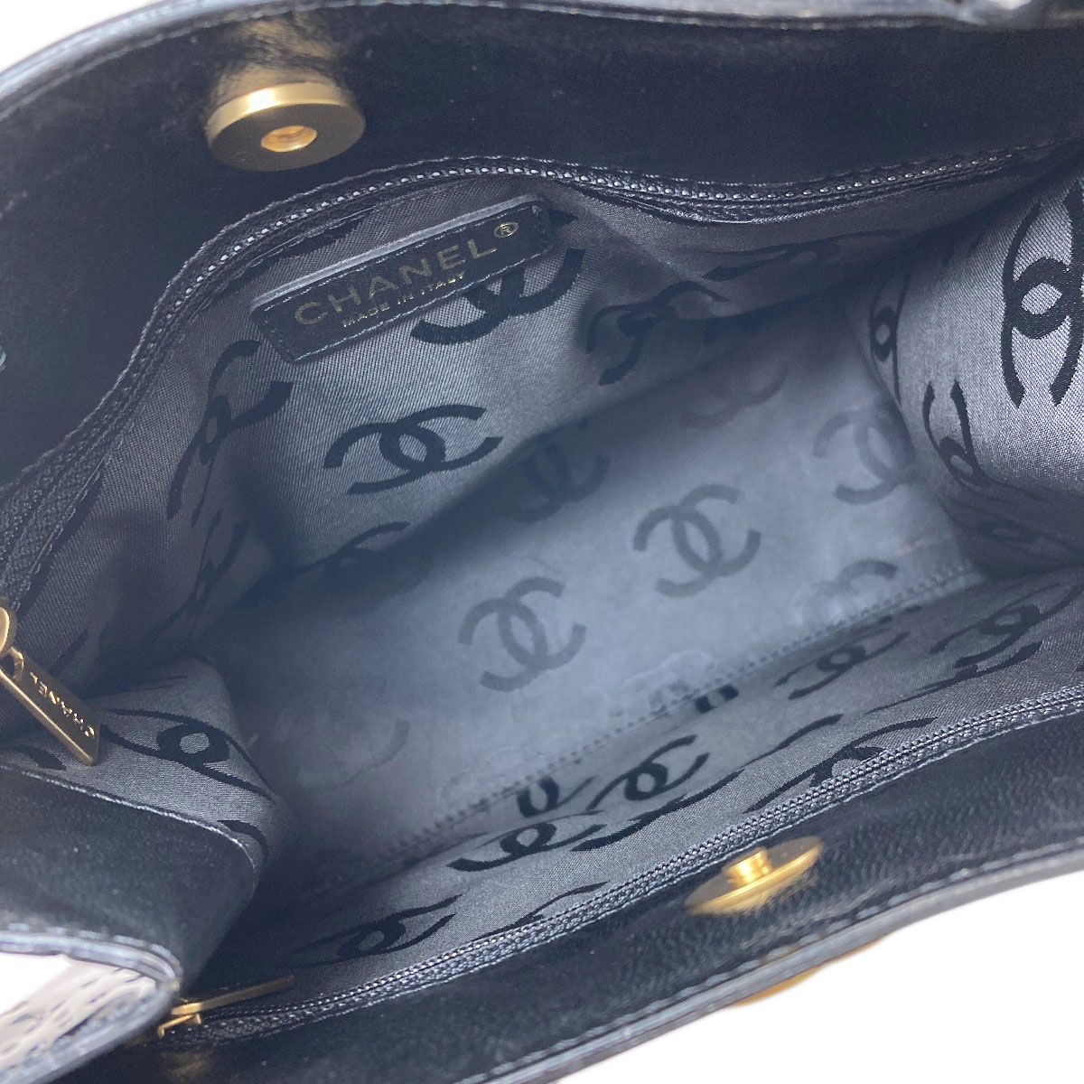 Chanel Camellia Perforated Gold Handbag Patent — view 5