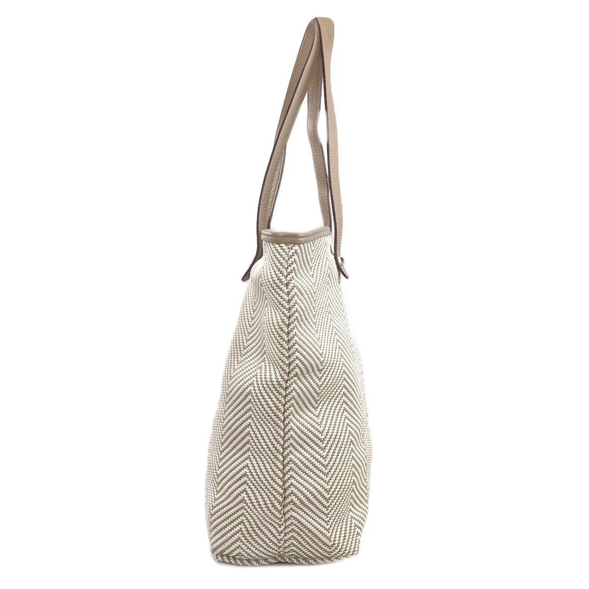 Hermes Cabas Chain Nye MM Silver Tote Leather Canvas — view 3