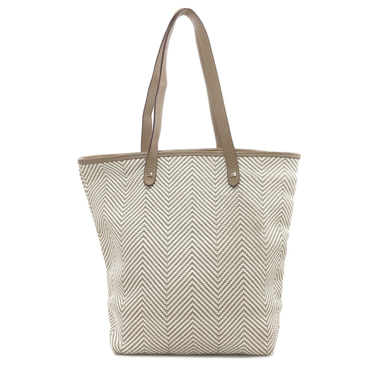 Hermes Cabas Chain Nye MM Silver Tote Leather Canvas — view 2