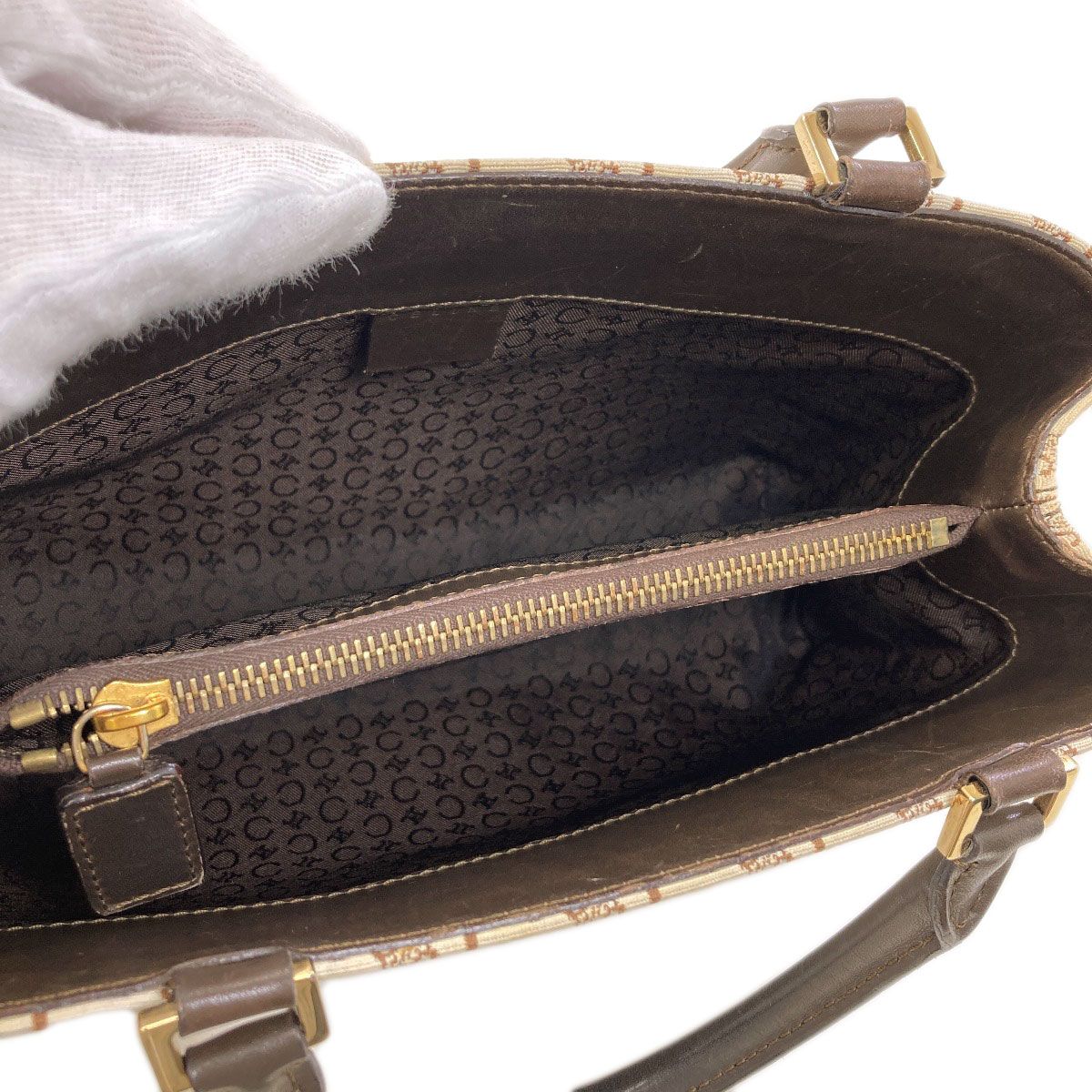 Celine C Macadam Handbag Canvas Leather — view 5