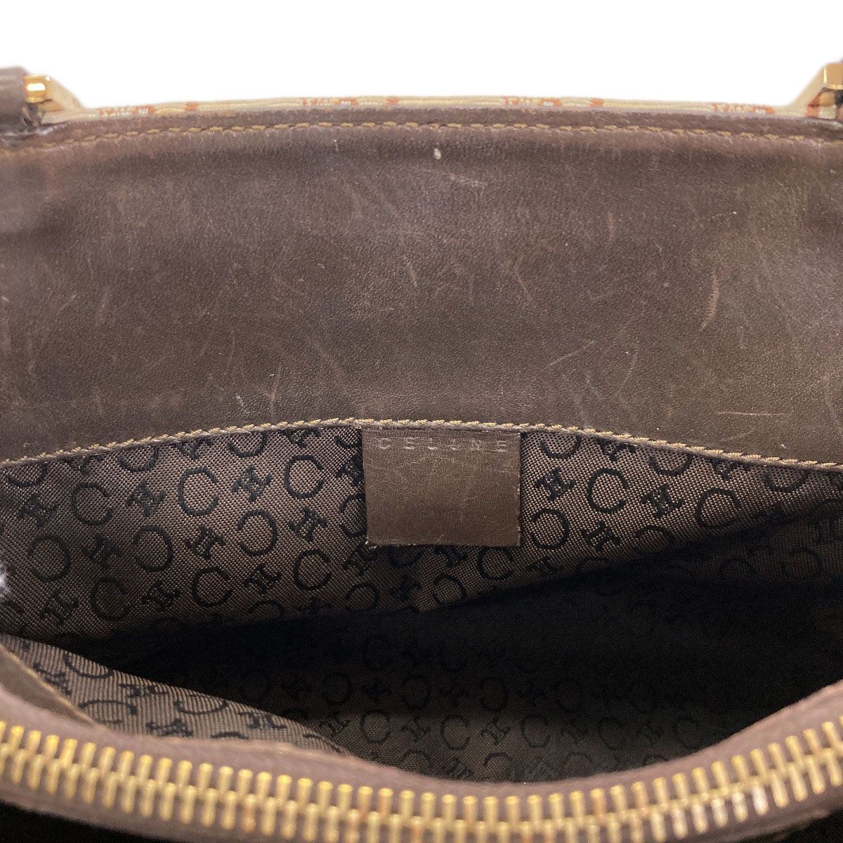 Celine C Macadam Handbag Canvas Leather — view 6
