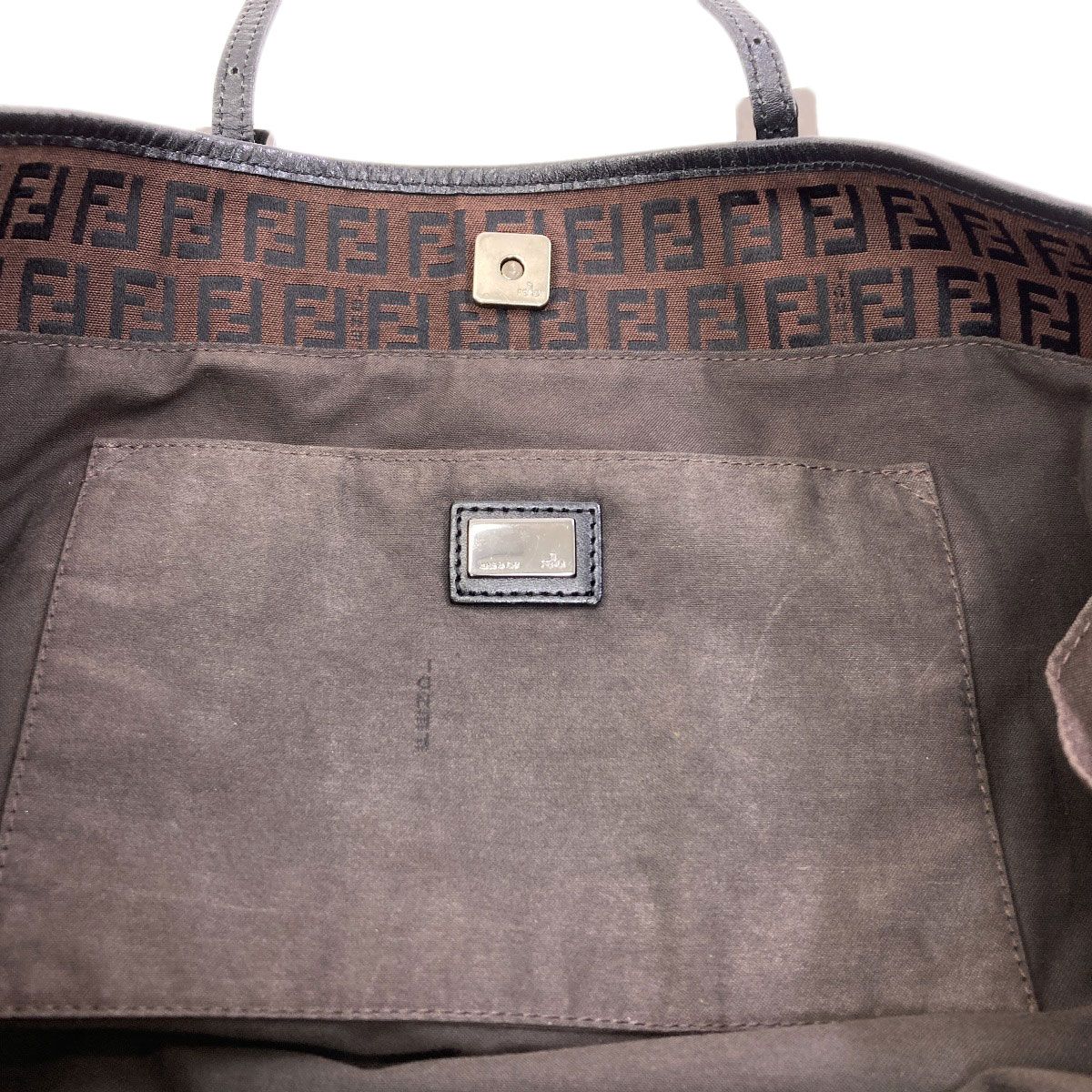Fendi Zucchino Tote Canvas Leather — view 7