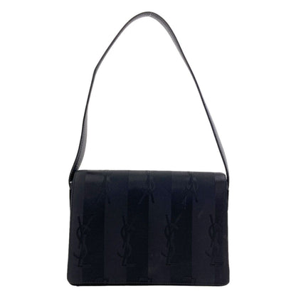 Saint Laurent Yves Logo Stripe Shoulder Bag Nylon Canvas