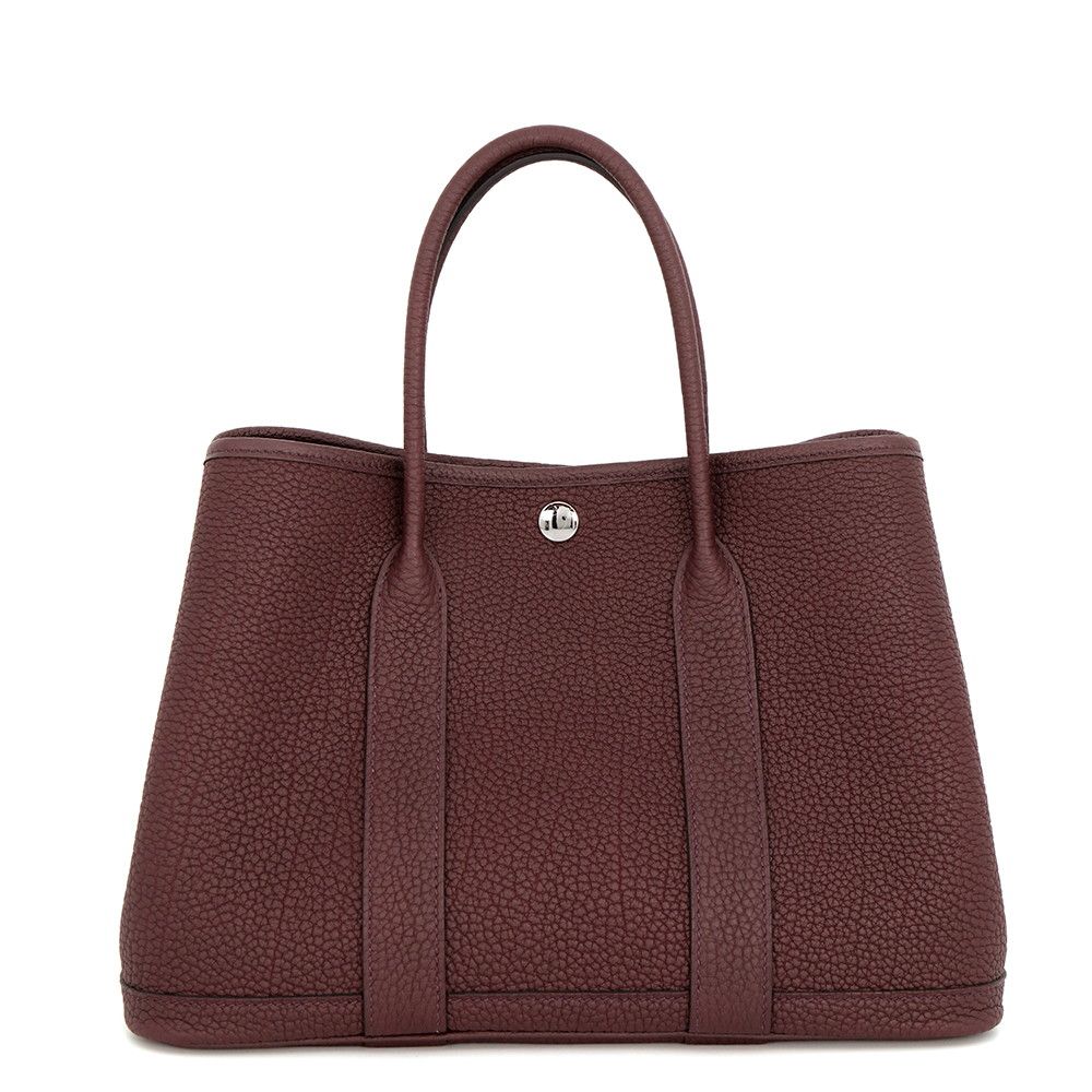 Hermes Tote Garden Party TPM Rouge Sellier Silver Negonda