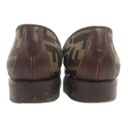 Fendi Loafers Shoes Zucca Pattern Canvas Square Toe Brown Black — view 3