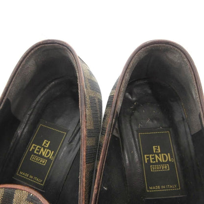 Fendi Loafers Shoes Zucca Pattern Canvas Square Toe Brown Black — view 8