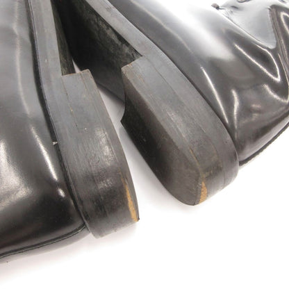 Gucci Long Boots Shoes Lace-up Square Toe Chip Leather Black 6 — view 8