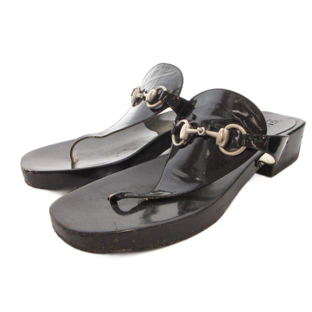 Gucci Sandals Horsebit Patent Black 7