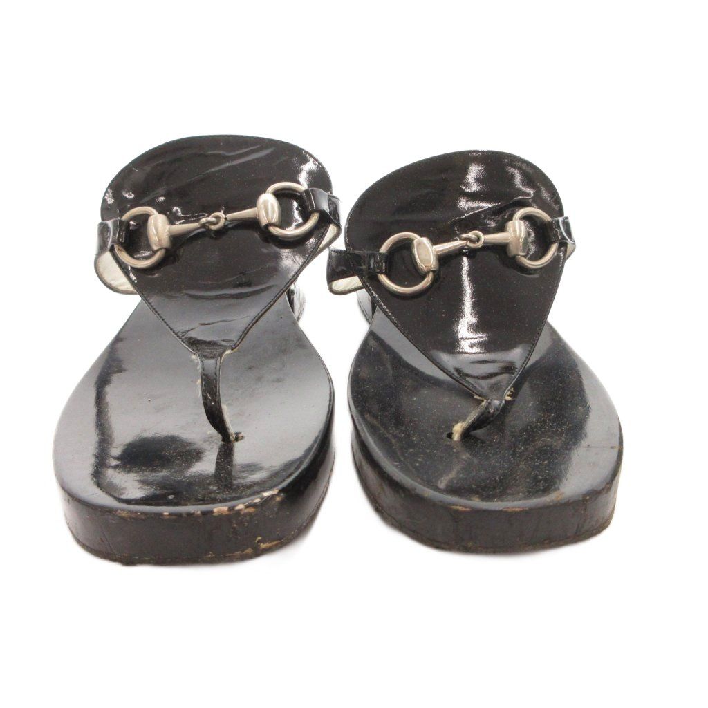 Gucci Sandals Horsebit Patent Black 7 — view 4