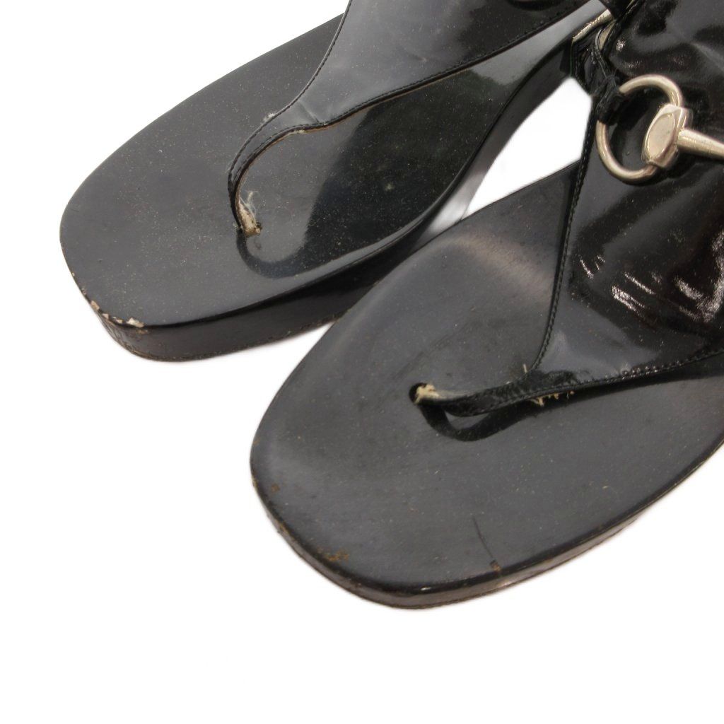 Gucci Sandals Horsebit Patent Black 7 — view 3