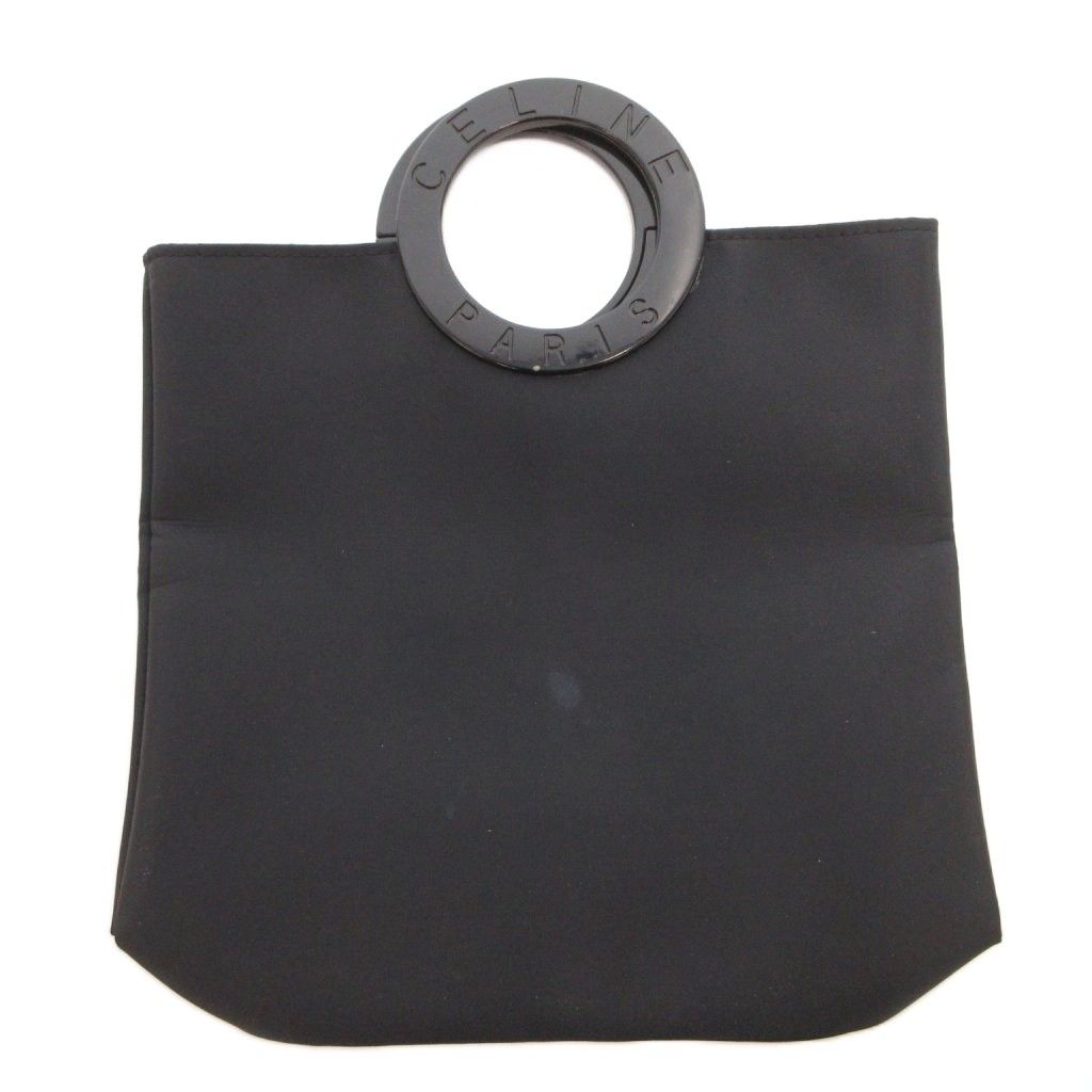 Celine Handbag Handle Logo Nylon Black