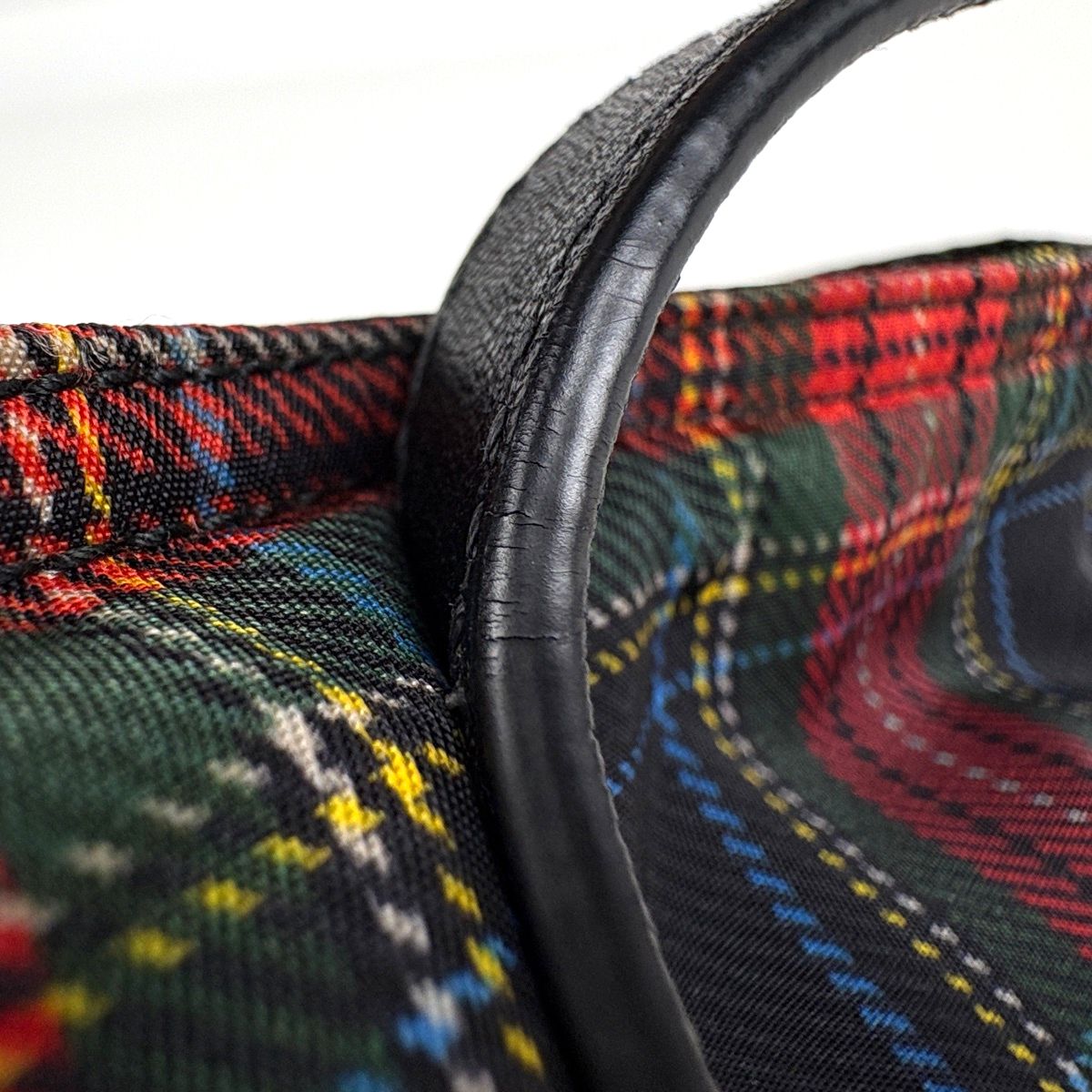 Prada Tote Plaid 2-Way Nylon Red Nero — view 5