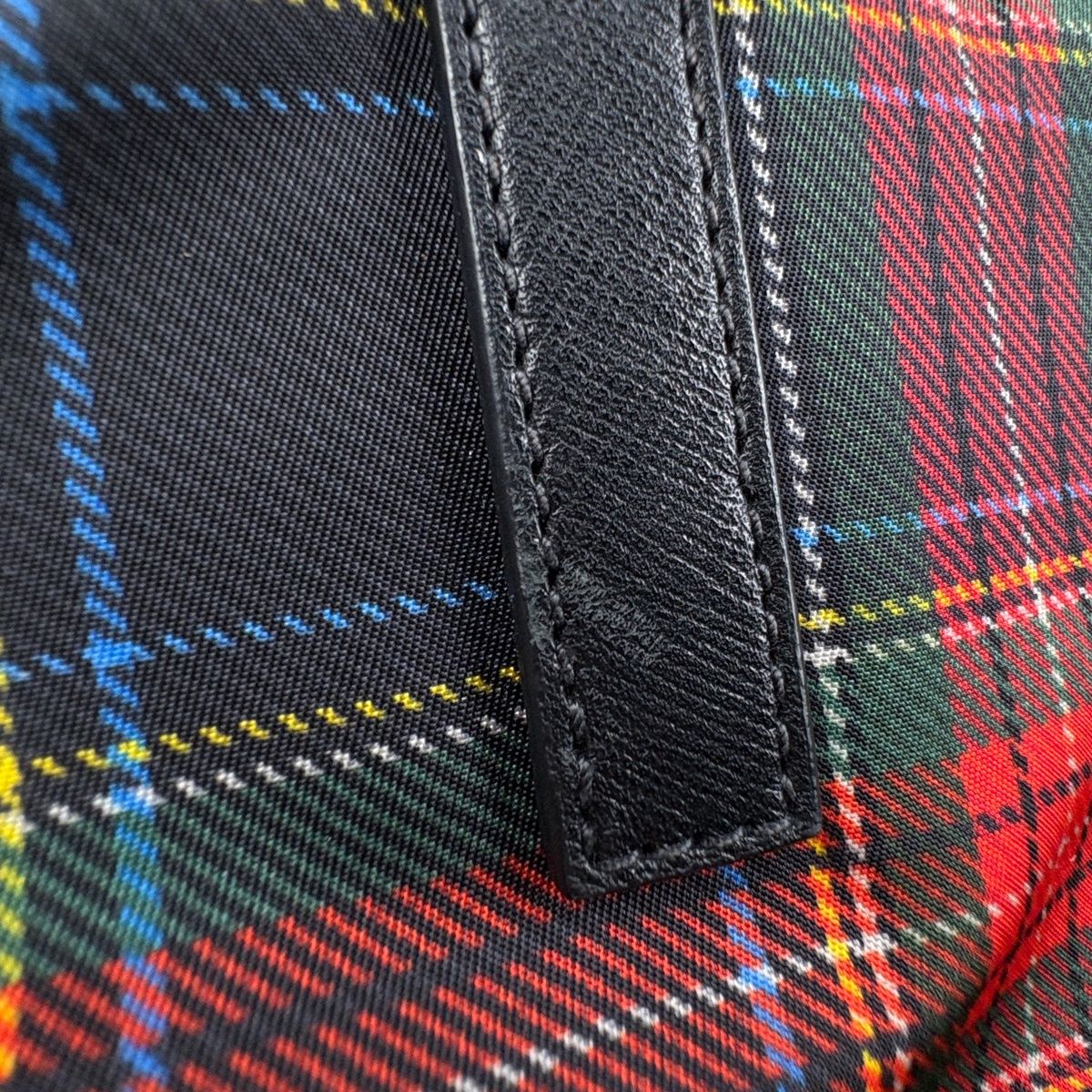 Prada Tote Plaid 2-Way Nylon Red Nero — view 4