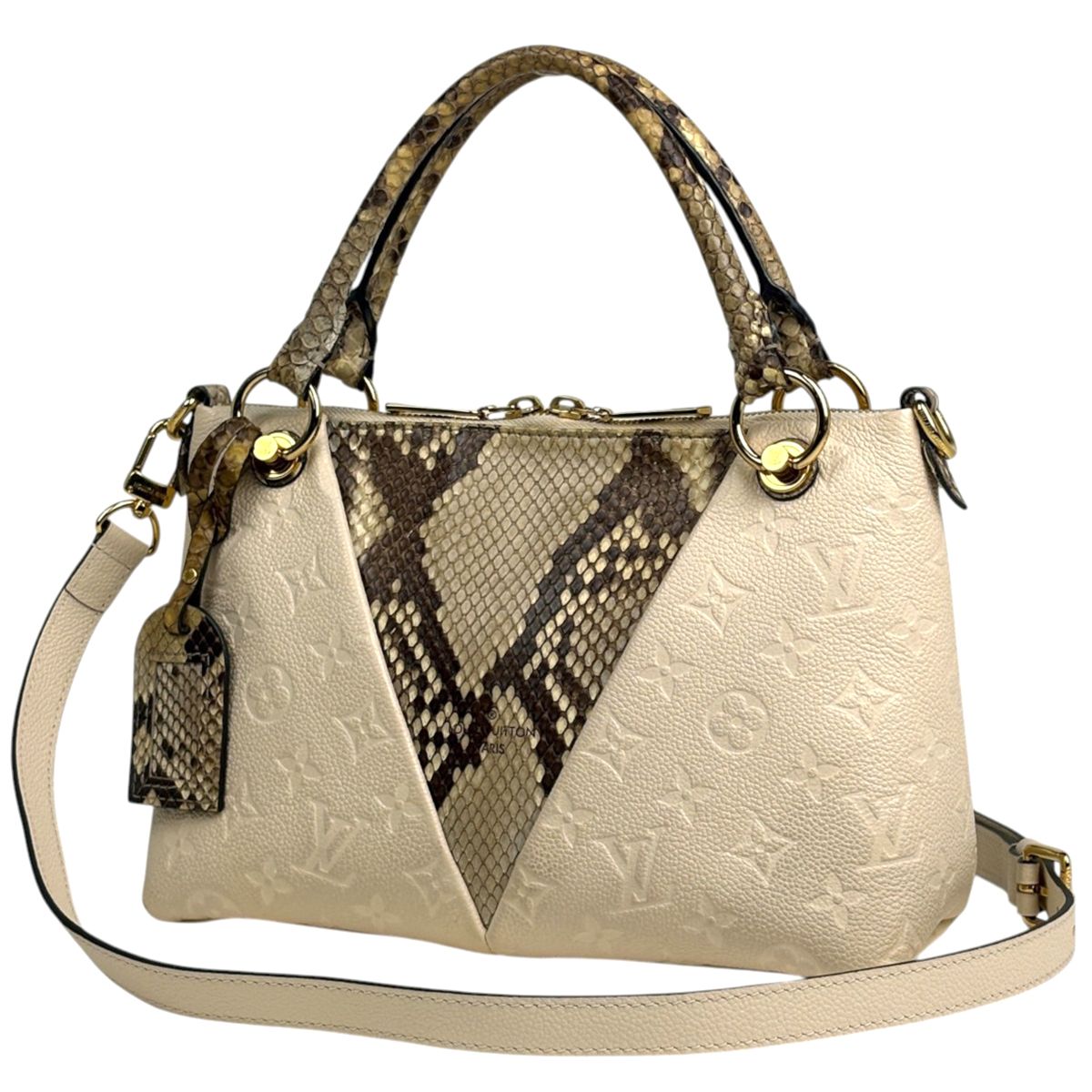 Louis Vuitton Tote BB Handbag 2-Way Exotic Monogram Empreinte Cream