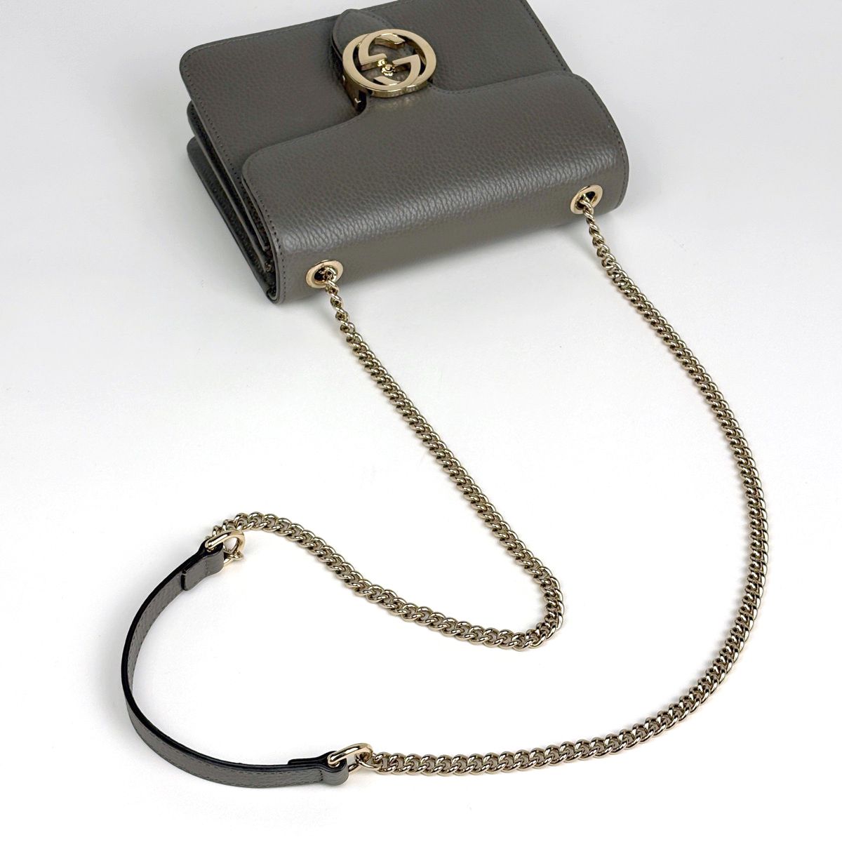 Gucci Shoulder Bag Interlocking G Leather Gray — view 6
