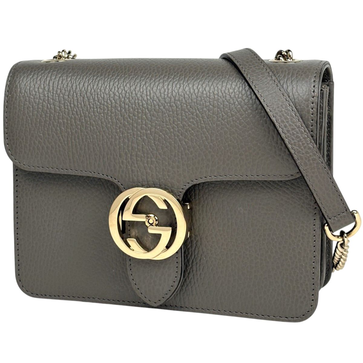 Gucci Shoulder Bag Interlocking G Leather Gray