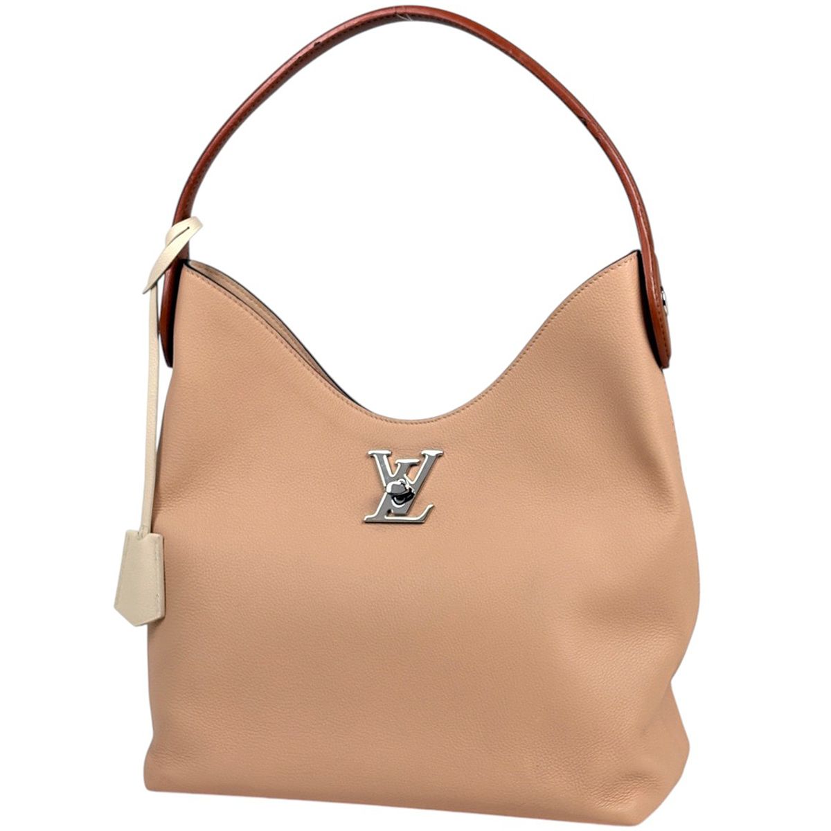 Louis Vuitton Lockme Hobo Shoulder Bag Calfskin Beige