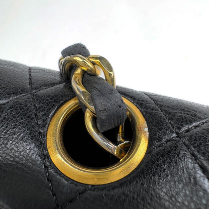Chanel Shoulder Bag Quilted Single Flap CC Logo Leather Black — view 7