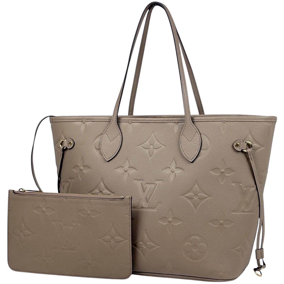 Louis Vuitton Neverfull MM Tote Shoulder Bag Monogram Empreinte Tourterelle