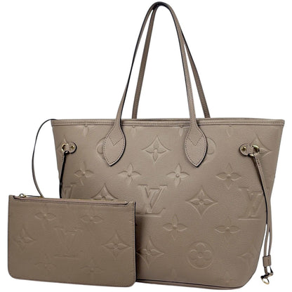 Louis Vuitton Neverfull MM Tote Shoulder Bag Monogram Empreinte Tourterelle