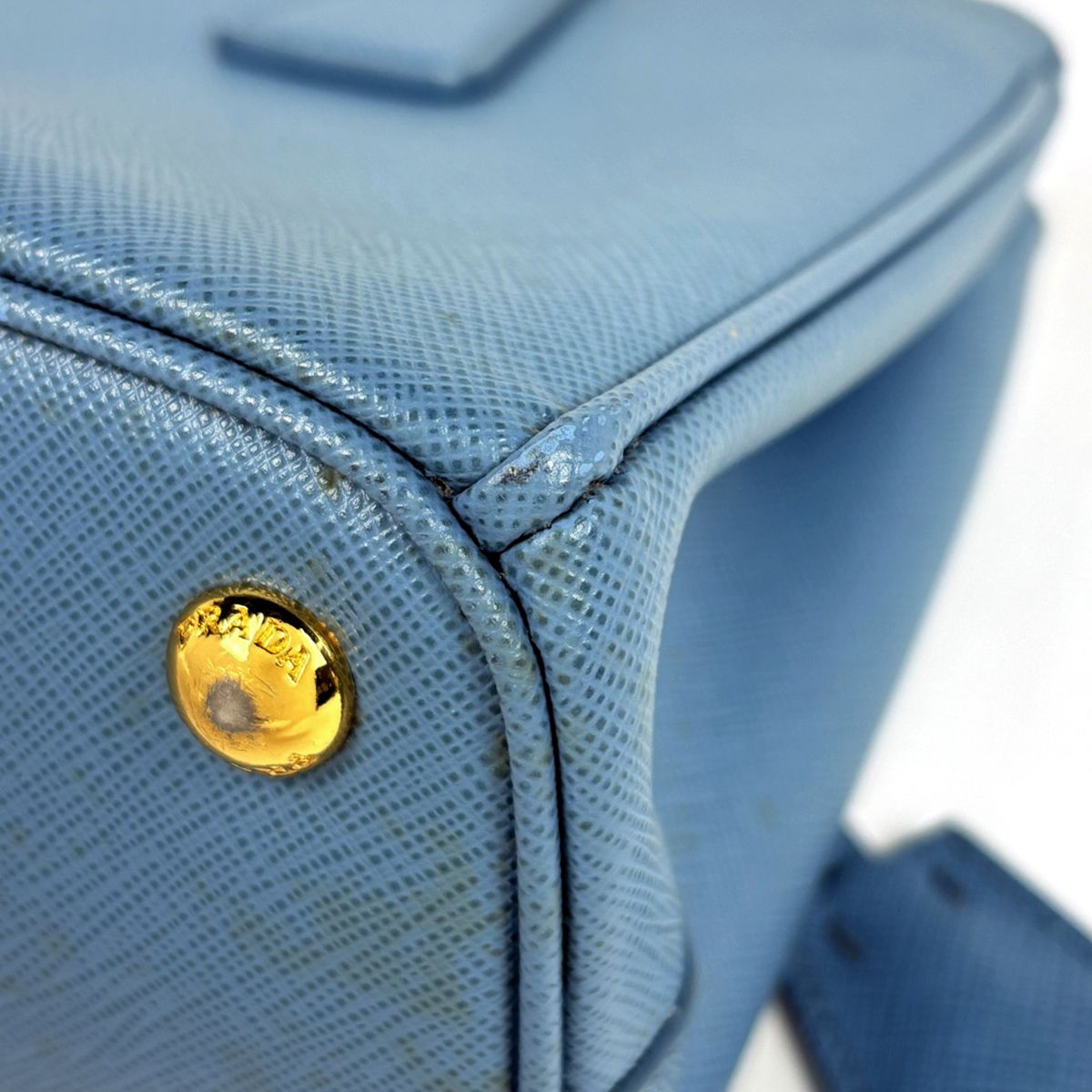 Prada Handbag Galleria Medium 2-Way Saffiano Leather Light Blue — view 4