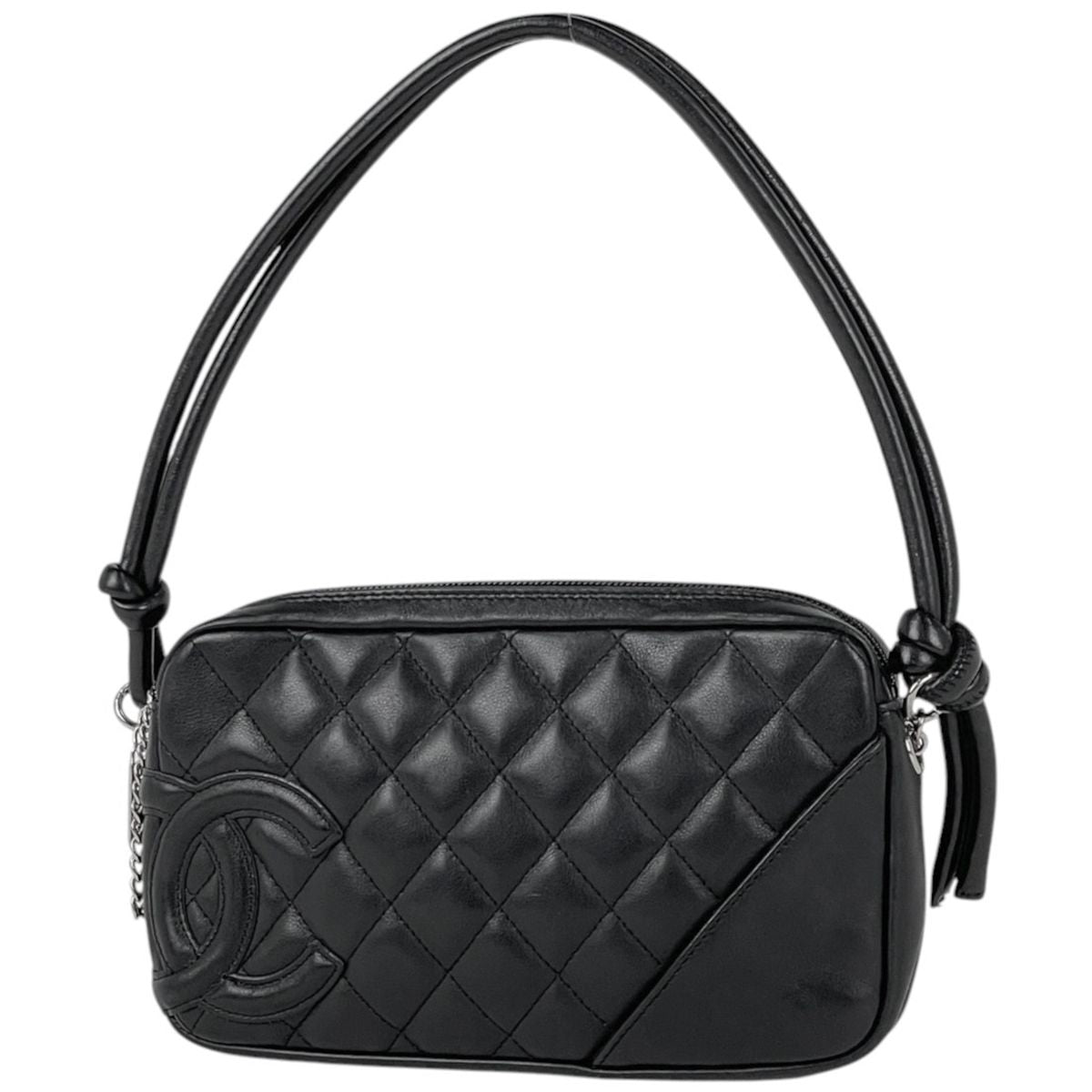 Chanel Handbag Cambon Line CC Logo Leather Black