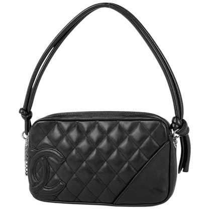 Chanel Handbag Cambon Line CC Logo Leather Black