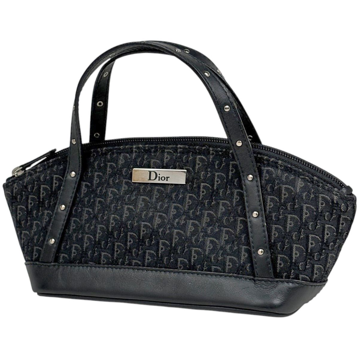 Dior Handbag Trotter Pattern Street Chic Canvas Black