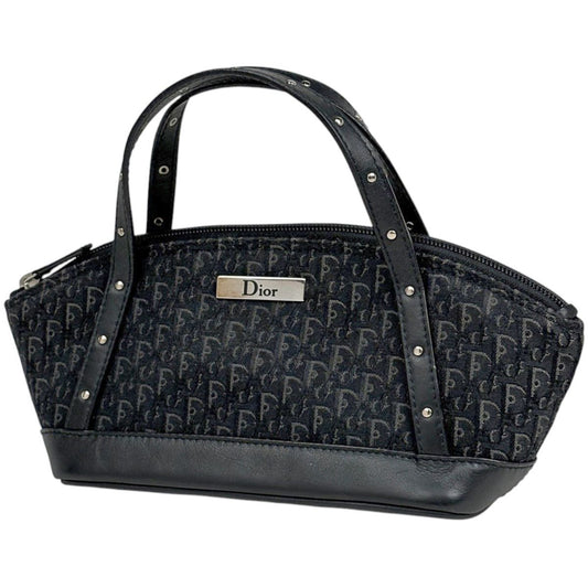 Dior Handbag Trotter Pattern Street Chic Canvas Black