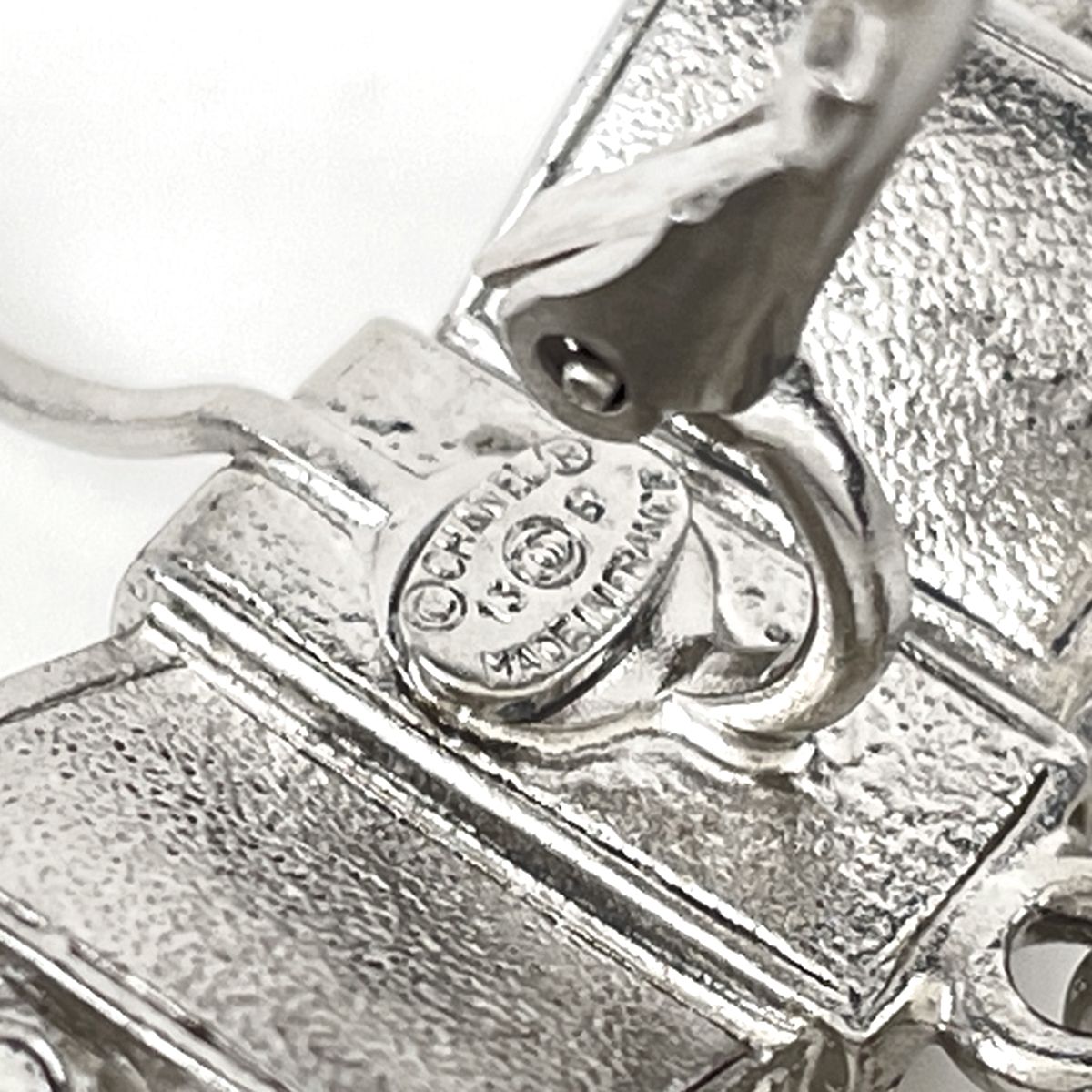 Chanel Earrings CC Logo Swing Faux Pearl Silver Plated — view 4