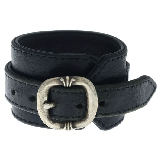 Chrome Hearts R&r Tiny Buckle Gunslinger Leather Bracelet Choker Black Silver