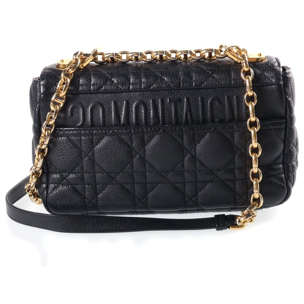 Dior Caro Small Cannage Chain Shoulder Bag Leather Gold Black — view 2