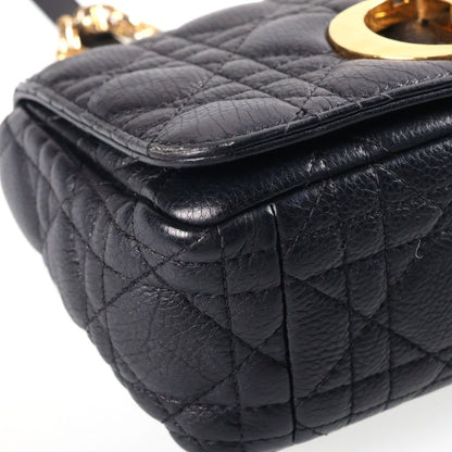 Dior Caro Small Cannage Chain Shoulder Bag Leather Gold Black — view 5