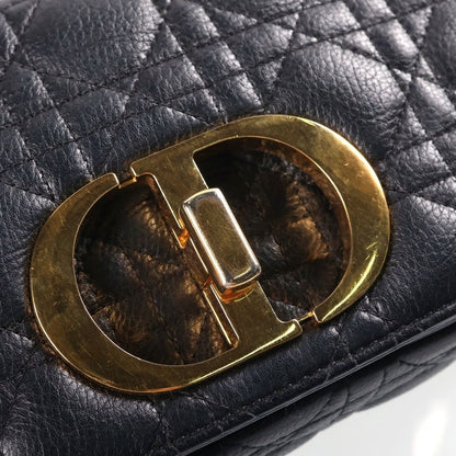 Dior Caro Small Cannage Chain Shoulder Bag Leather Gold Black — view 6