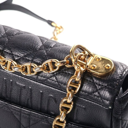 Dior Caro Small Cannage Chain Shoulder Bag Leather Gold Black — view 7