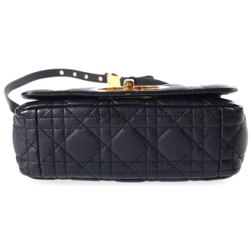 Dior Caro Small Cannage Chain Shoulder Bag Leather Gold Black — view 4