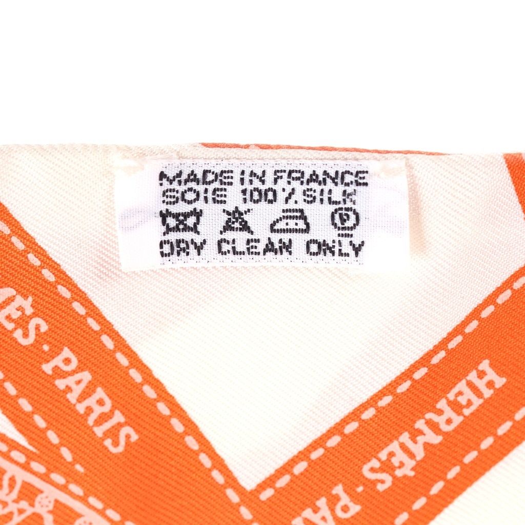 Hermes Twilly Ribbon Pattern Silk Scarf Orange White — view 5
