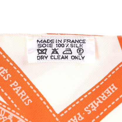 Hermes Twilly Ribbon Pattern Silk Scarf Orange White — view 5